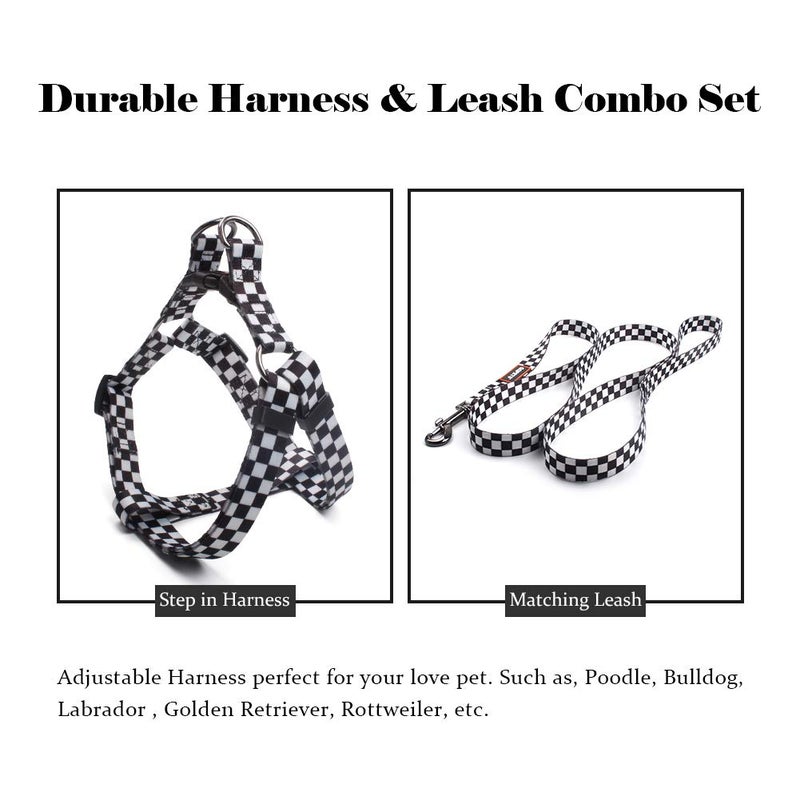 QQPETS Dog Harness Leash Set Adjustable Heavy Duty No Pull Halter Harnesses for Small Medium Large Breed Dogs Back Clip Anti-Twist Perfect for Walking (S(14"-20" Chest Girth), Black Plaid) - Image 3